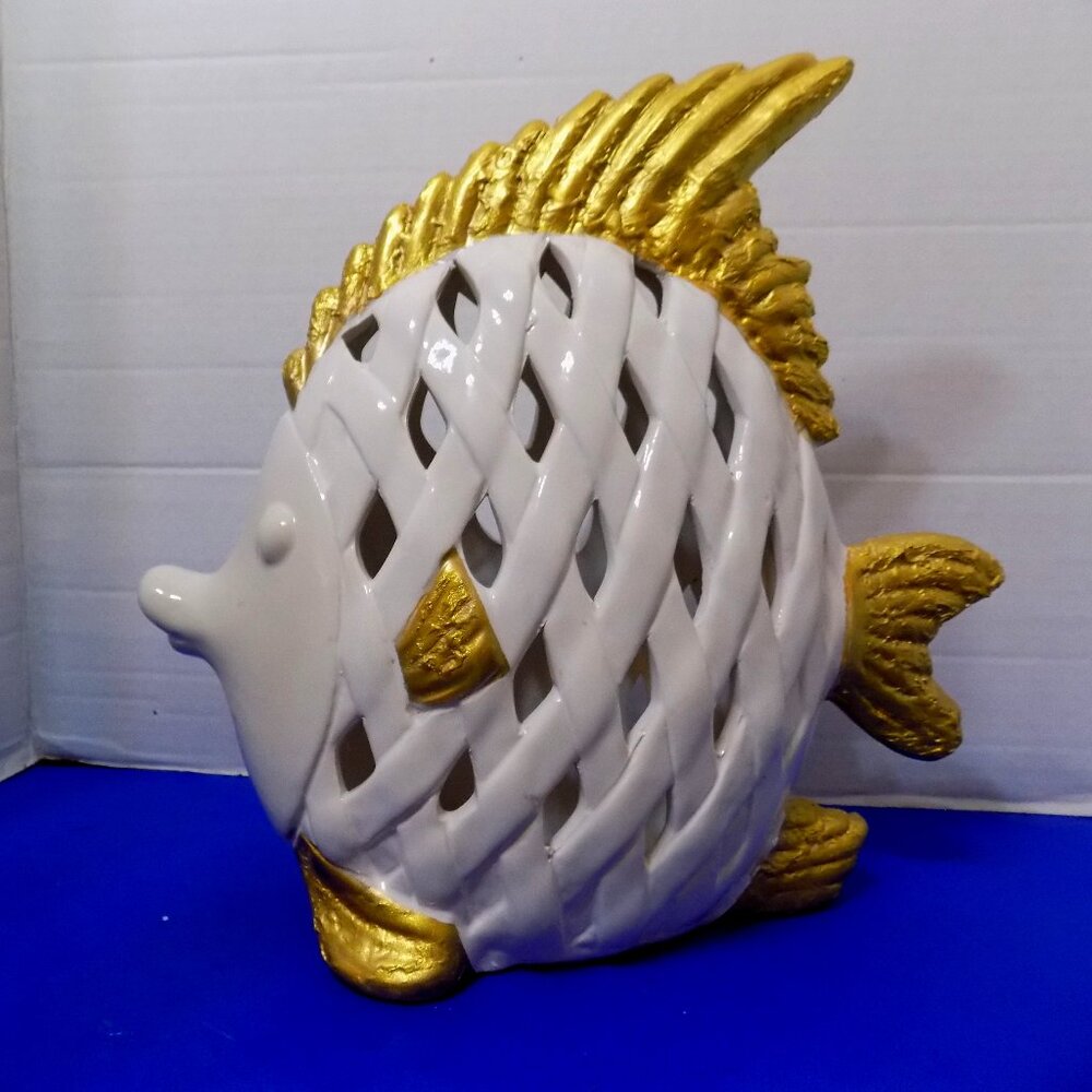 NEW Fish Statue Figurine Coastal Home Decor Ceramic